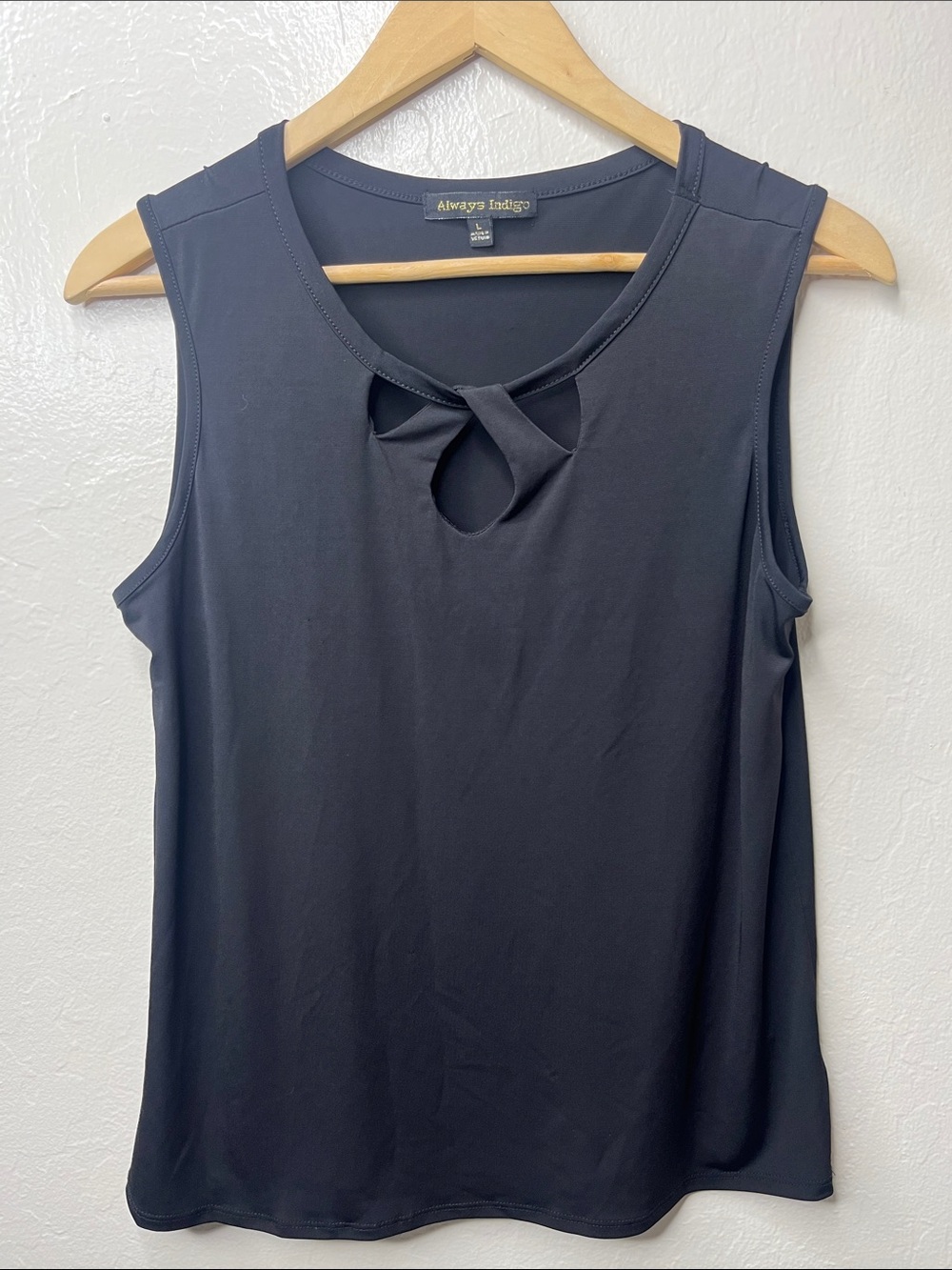 Always indigo Black Sleeveless Knot-Detail Top large